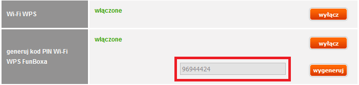 PIN widoczny w konfiguracji AP