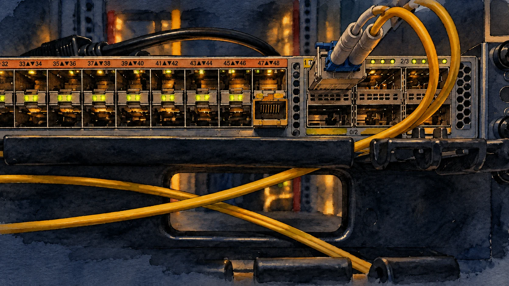 Jak się przygotować do CCNA? Część 2 – labowanie — ilustracja tuszem i akwarelą