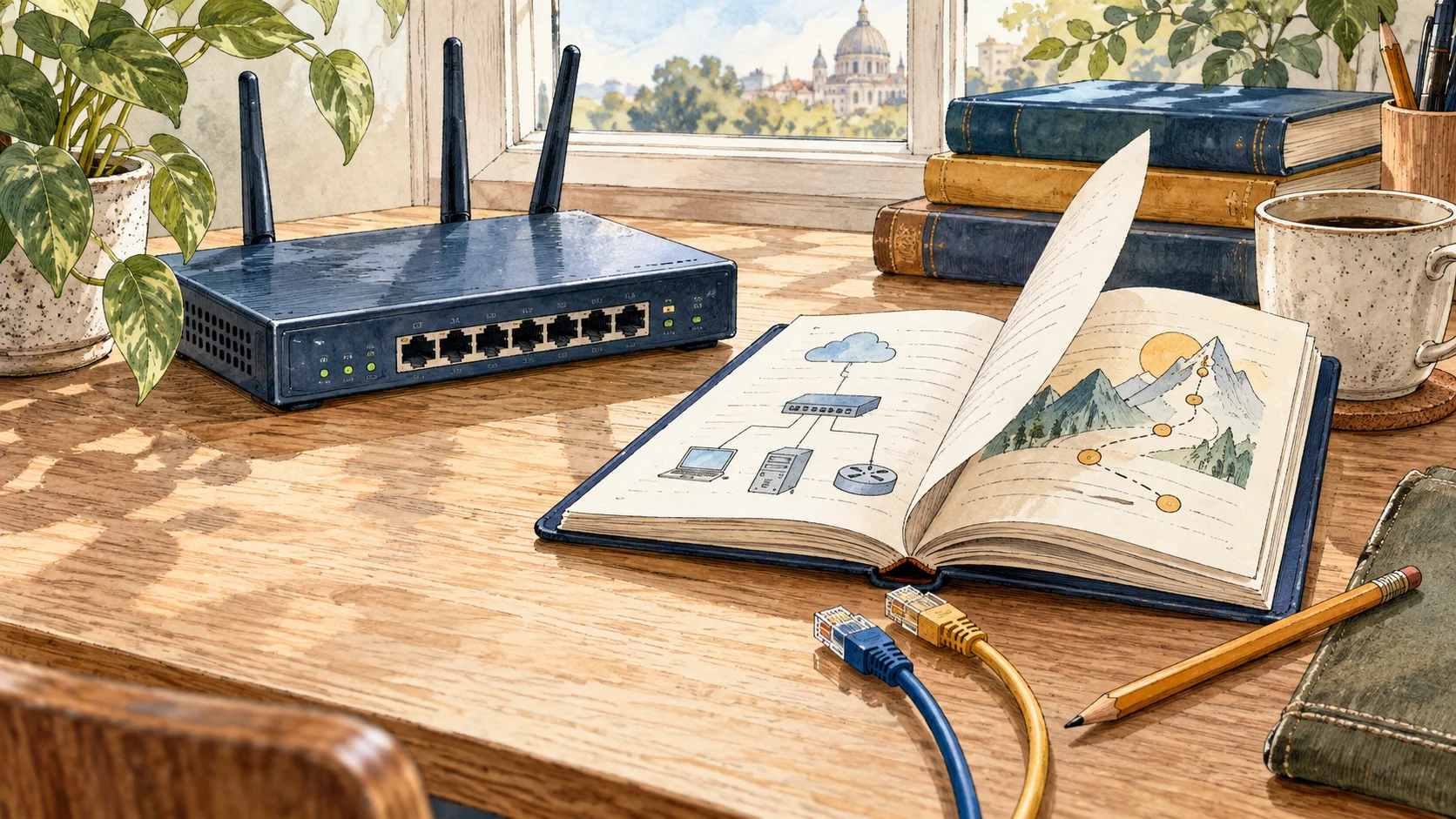 CCNA v3.0 już jest! Co się zmieniło? — ilustracja tuszem i akwarelą