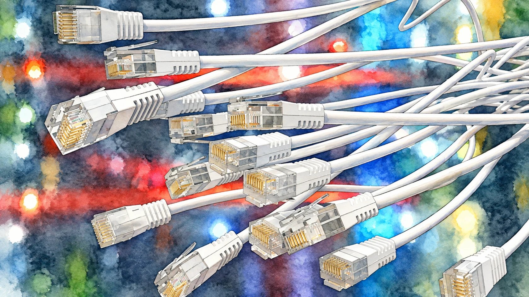 Ilustracja tuszem i akwarelą na podstawie oryginalnej okładki: DHCP dla IPv4 – czym jest i jak działa?