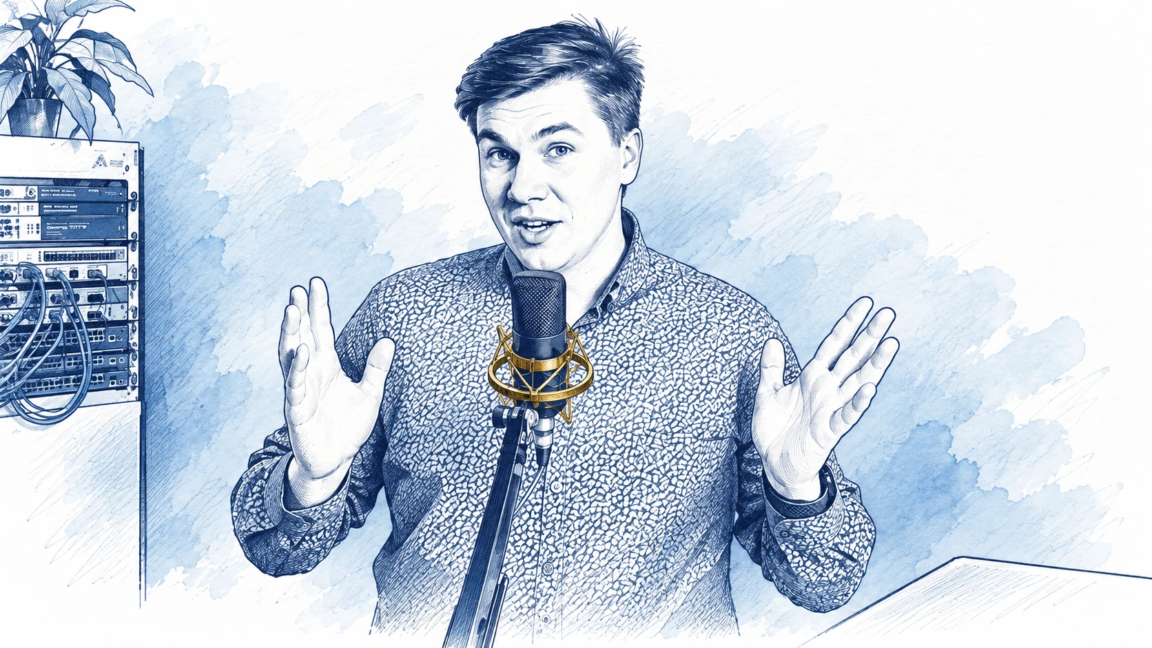 Ilustracja tuszem i akwarelą na podstawie oryginalnej okładki: Czy labowanie na fizycznym sprzęcie ma sens?