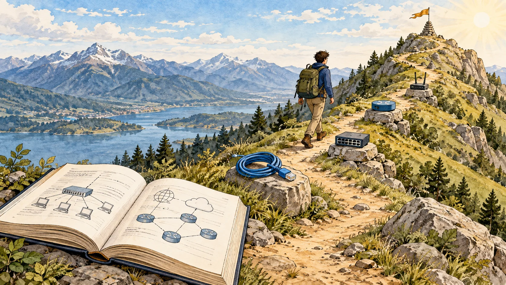 Moja droga do CCIE — ilustracja tuszem i akwarelą