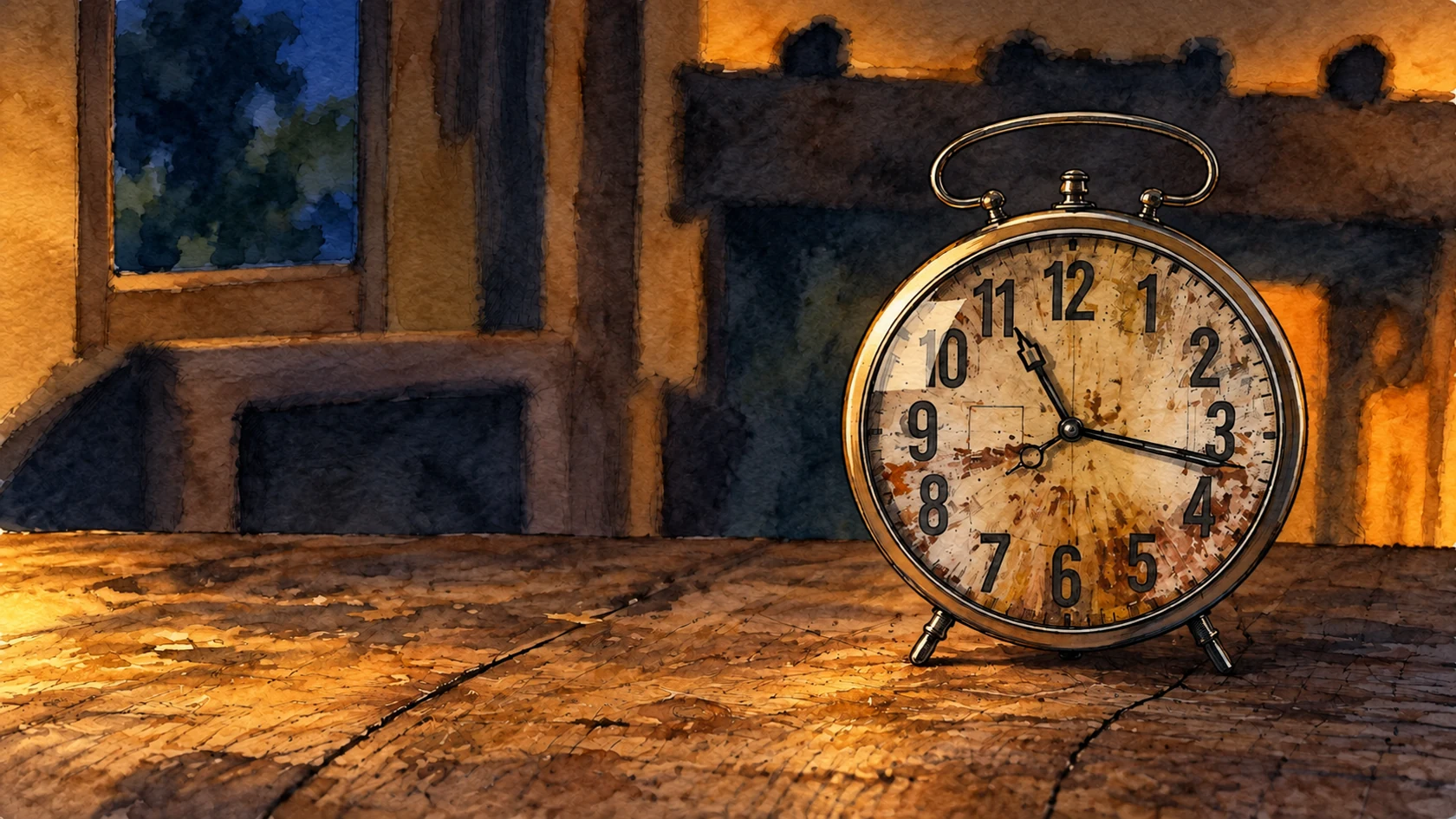 Ilustracja tuszem i akwarelą na podstawie oryginalnej okładki: Najwyższy czas na zapoznanie się z Network Time Protocol!