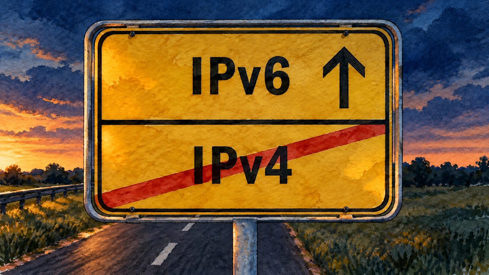 Ilustracja tuszem i akwarelą na podstawie oryginalnej okładki: Po co nam IPv6?