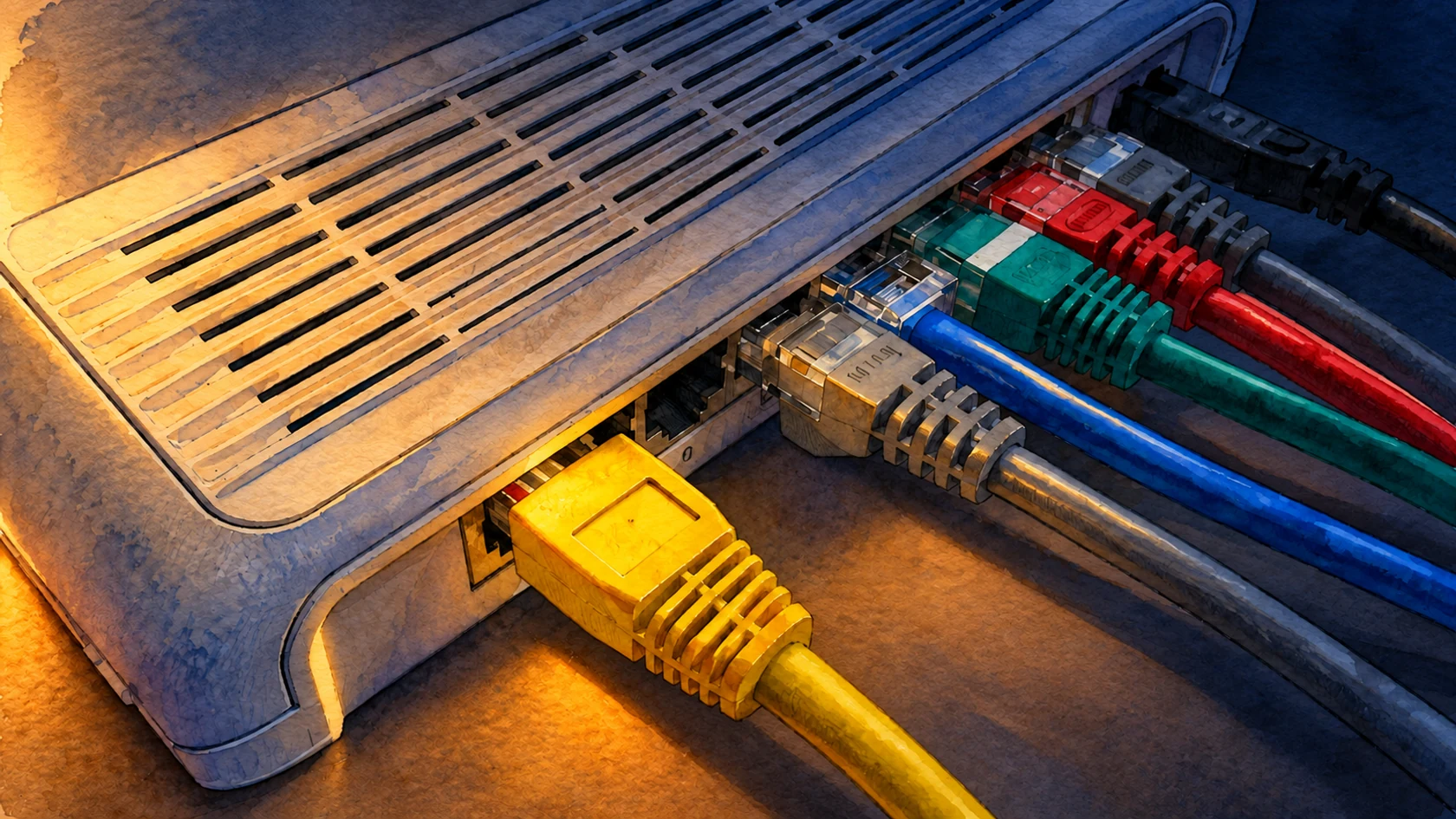 Ilustracja tuszem i akwarelą na podstawie oryginalnej okładki: Protected Management Frames – bo bezpieczne Wi-Fi to dobre Wi-Fi
