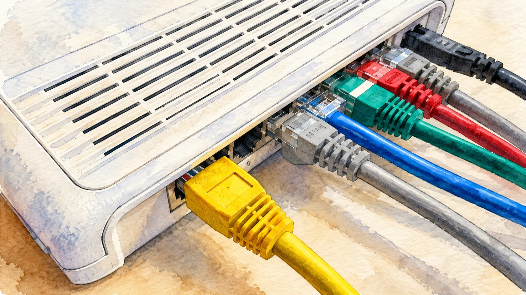 Ilustracja tuszem i akwarelą na podstawie oryginalnej okładki: Protected Management Frames – bo bezpieczne Wi-Fi to dobre Wi-Fi