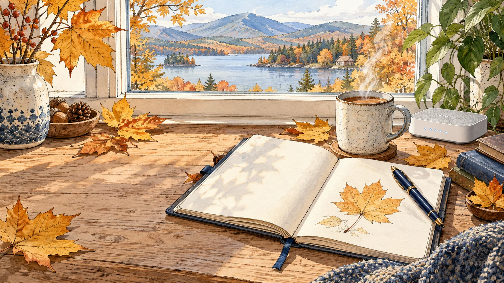 Podsumowanie miesiąca – październik 2018 — ilustracja tuszem i akwarelą