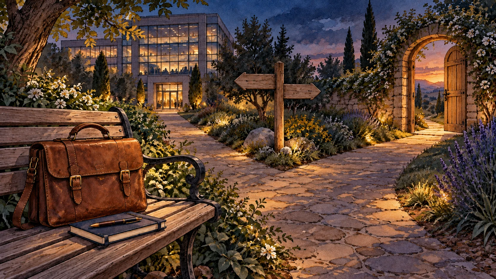 Kiedy rozważyć zmianę pracy? — ilustracja tuszem i akwarelą